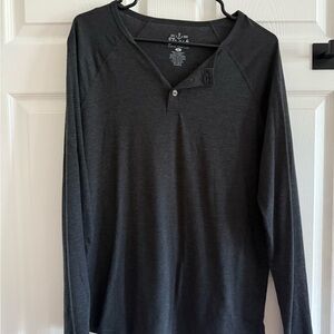 Stylish Dark Gray Long Sleeve Henley Shirt